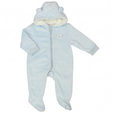 G23059:  Baby Sky Bear Hooded Plush Fleece All In One/ Pram Suit (3-12 Months)